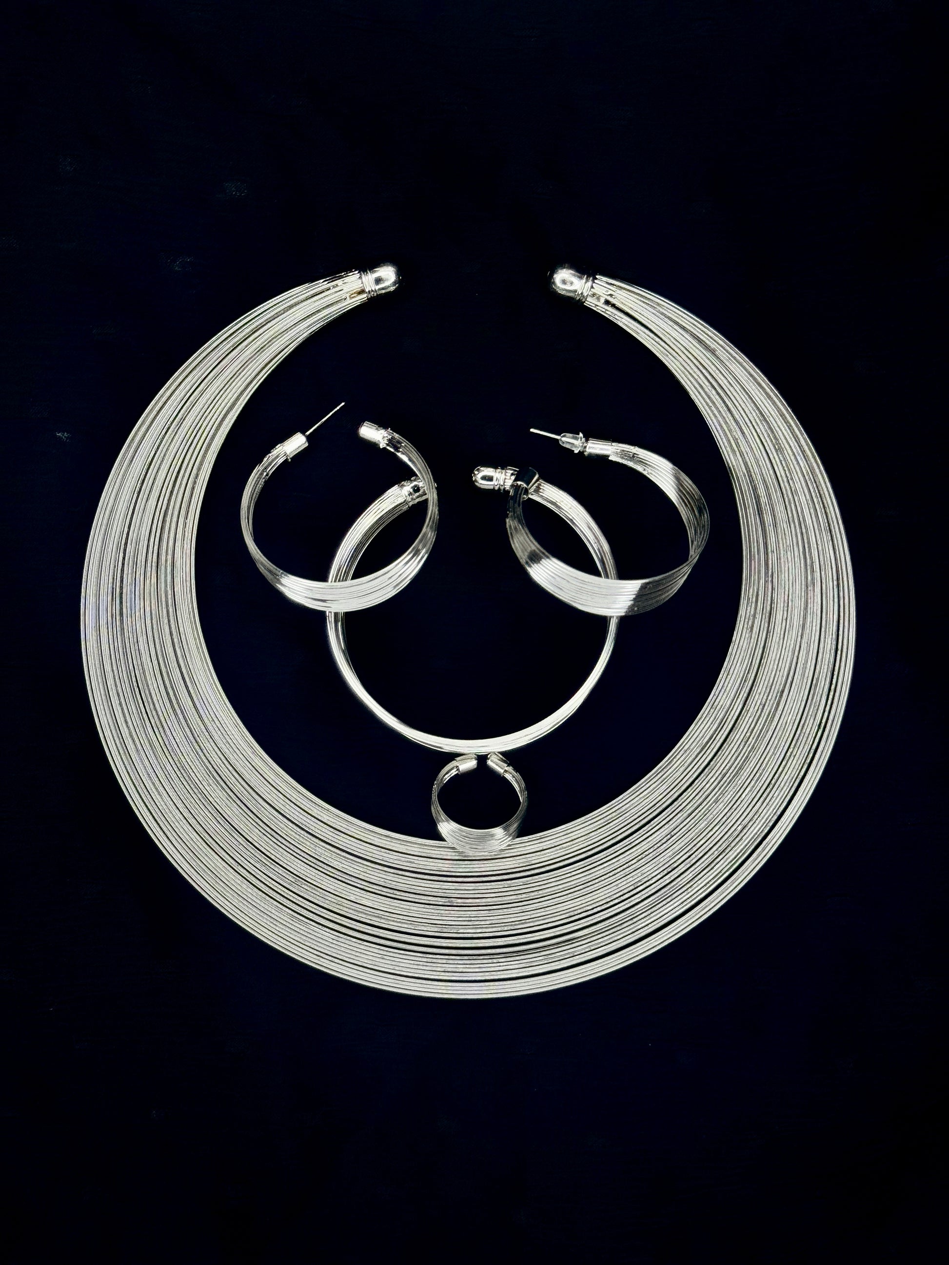 Zahara – Silver Coil Statement Set (Tarnish-Free)
