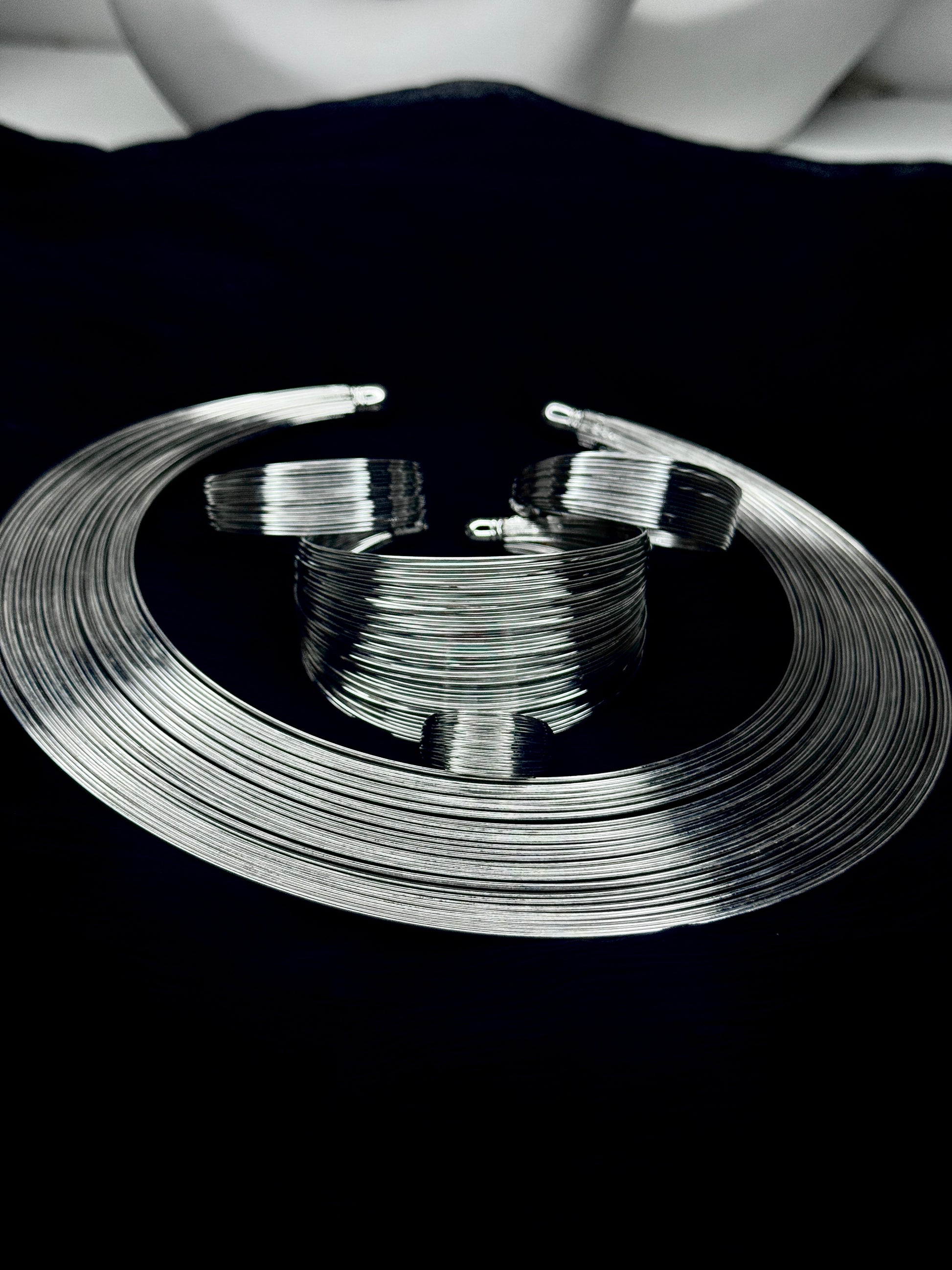 Zahara – Silver Coil Statement Set (Tarnish-Free)