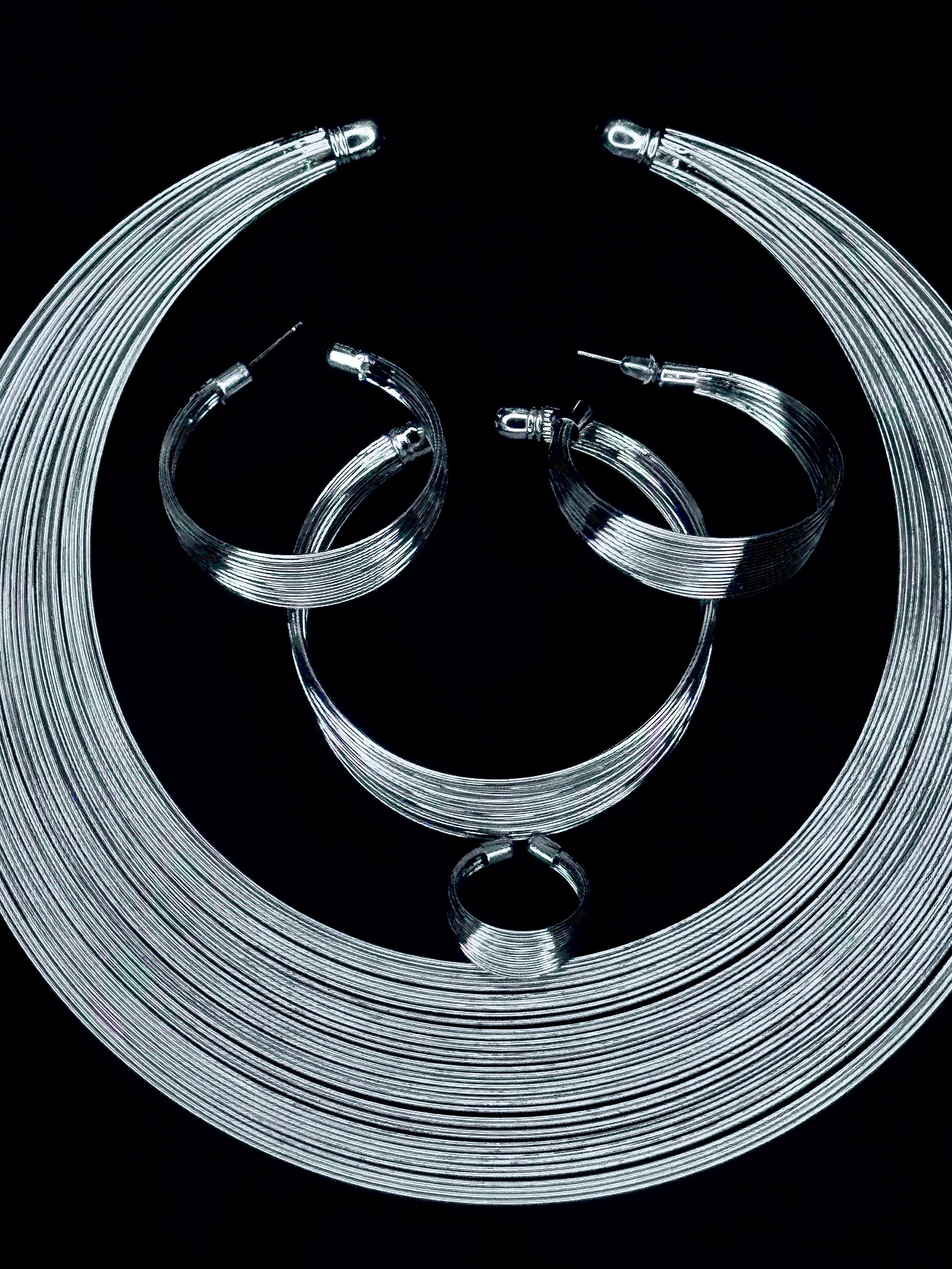 Zahara – Silver Coil Statement Set (Tarnish-Free)