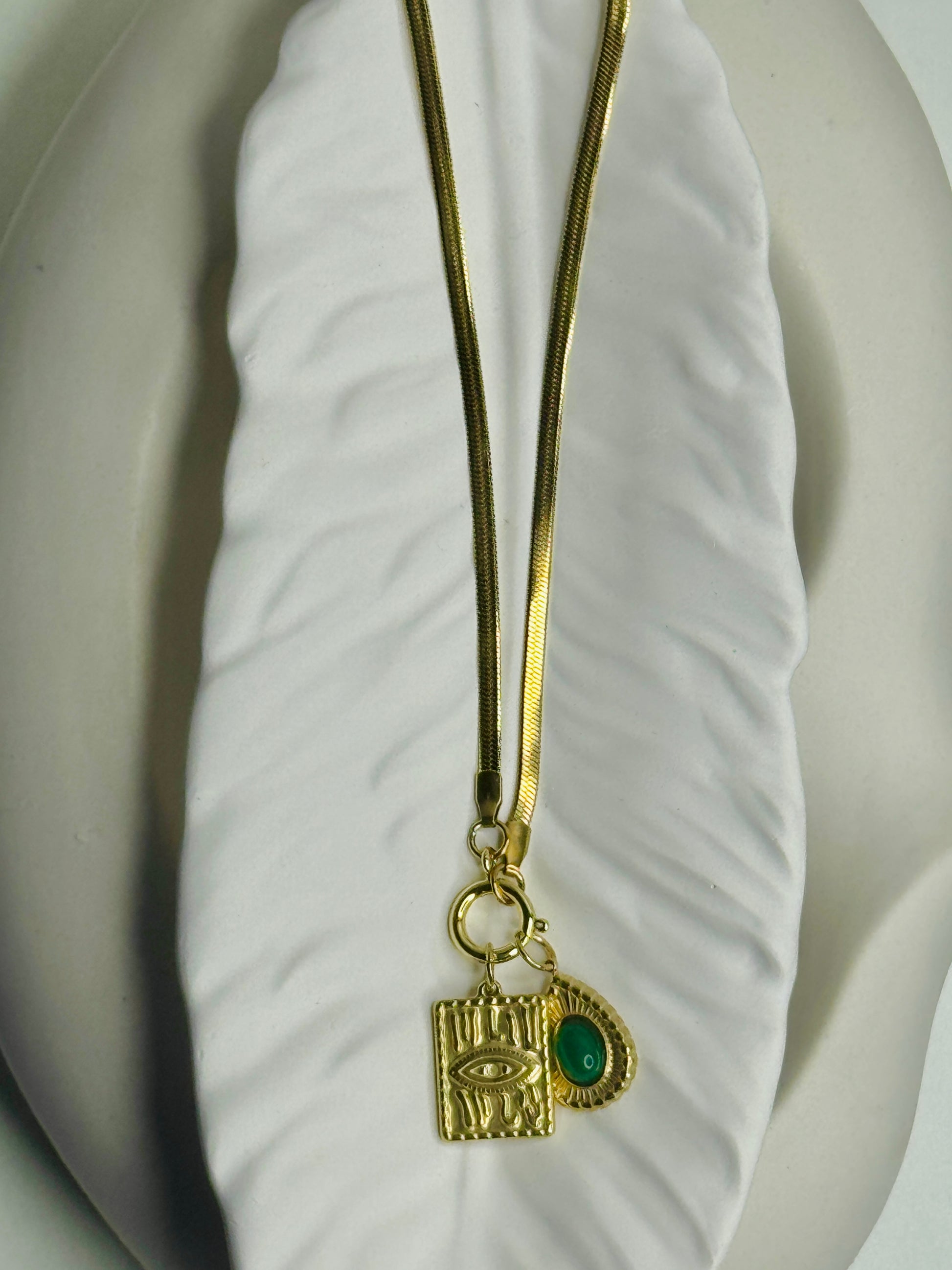 Siena – Dual Pendant Snake Chain Necklace (Tarnish-Free)