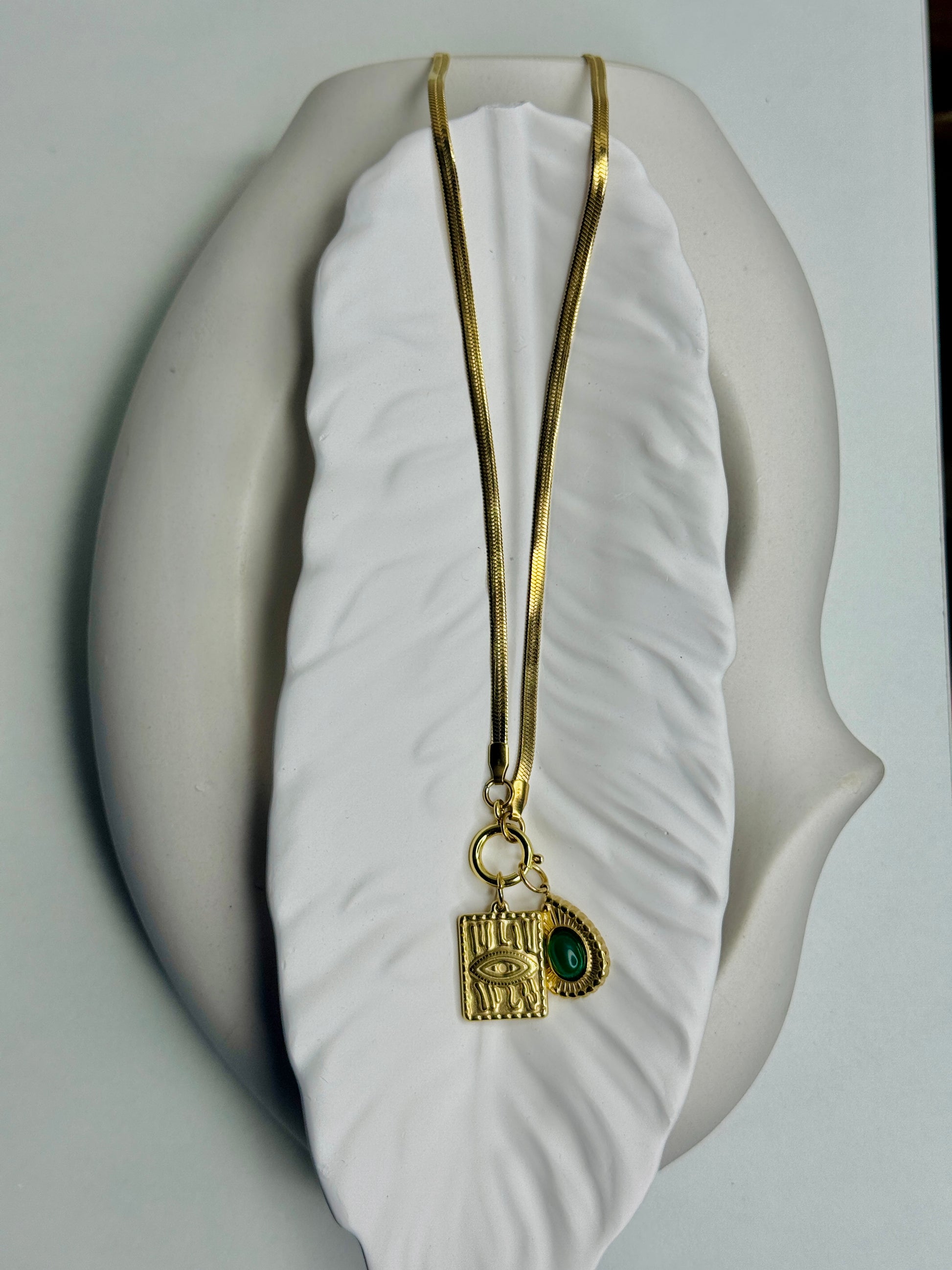 Siena – Dual Pendant Snake Chain Necklace (Tarnish-Free)
