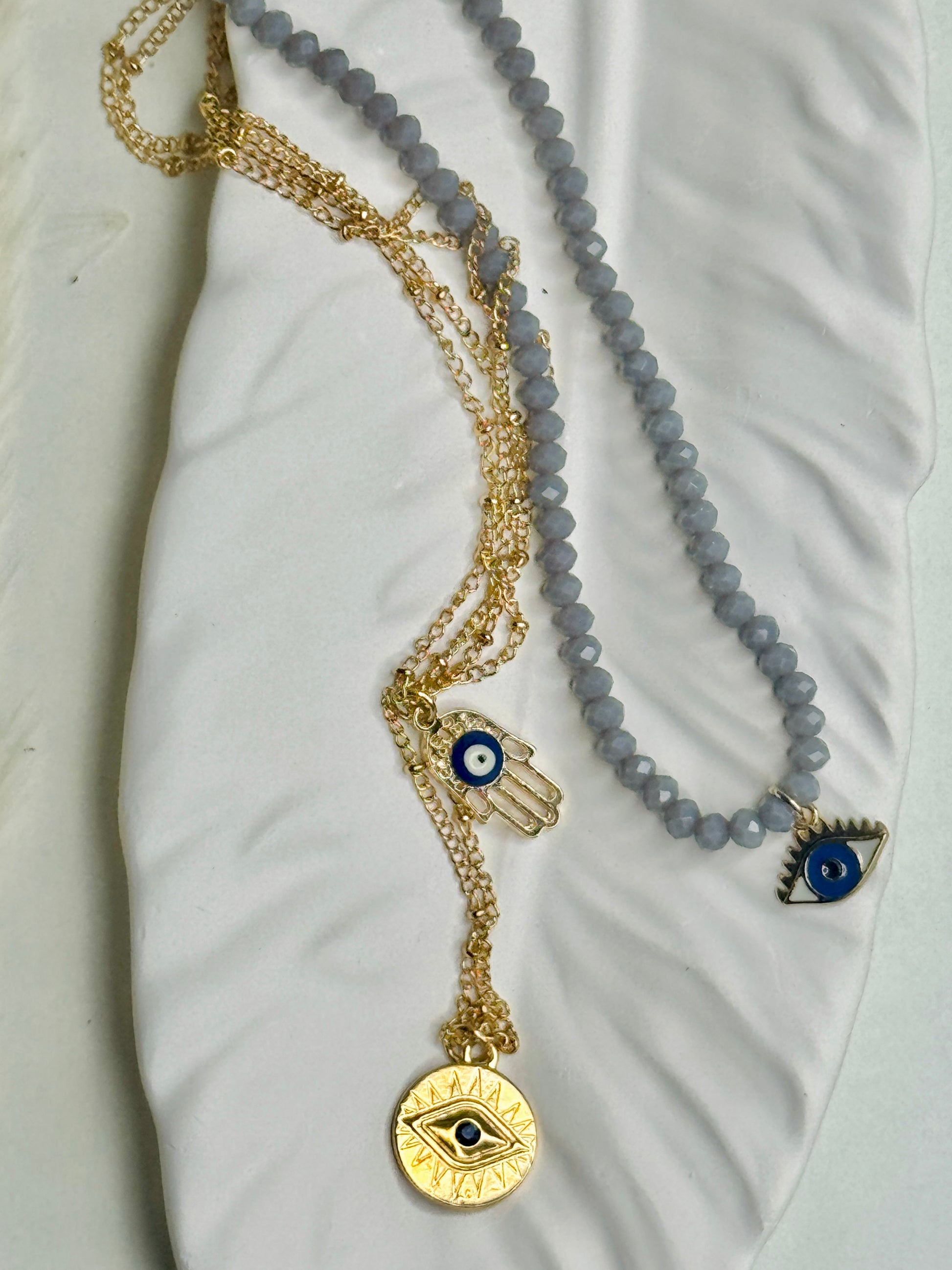 Ayla – Evil Eye Layered Chain Necklace (Tarnish-Free)