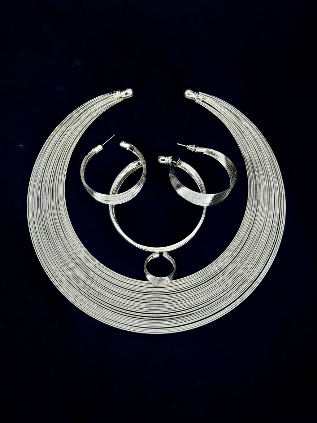 Zahara – Silver Coil Statement Set (Tarnish-Free)