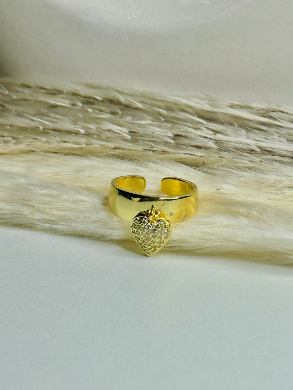 Lyra – Sparkle Heart Open Ring (Adjustable)