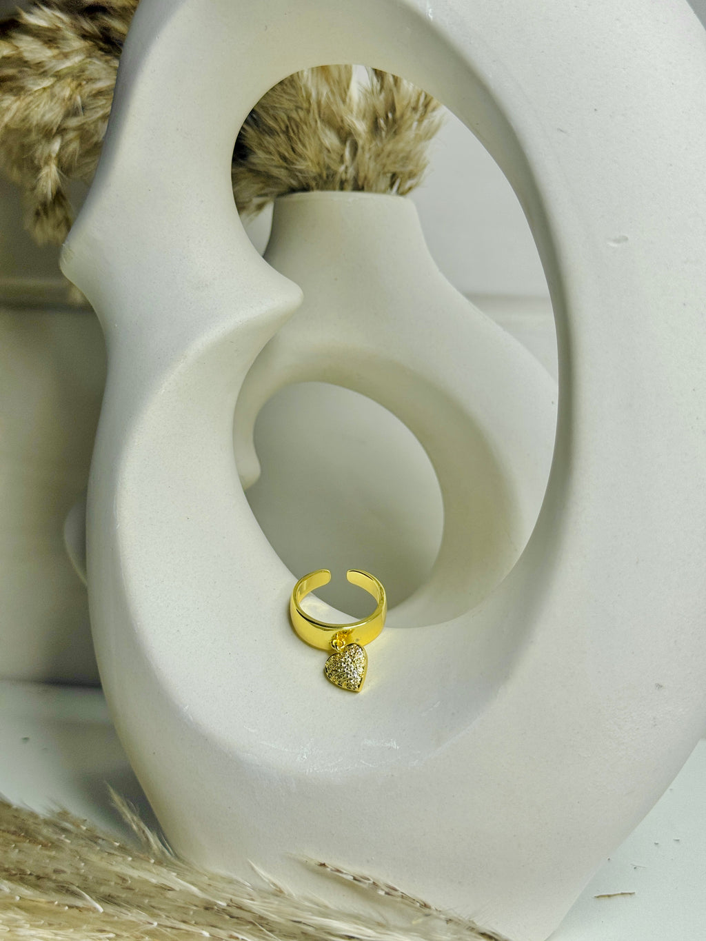 Lyra – Sparkle Heart Open Ring (Adjustable)