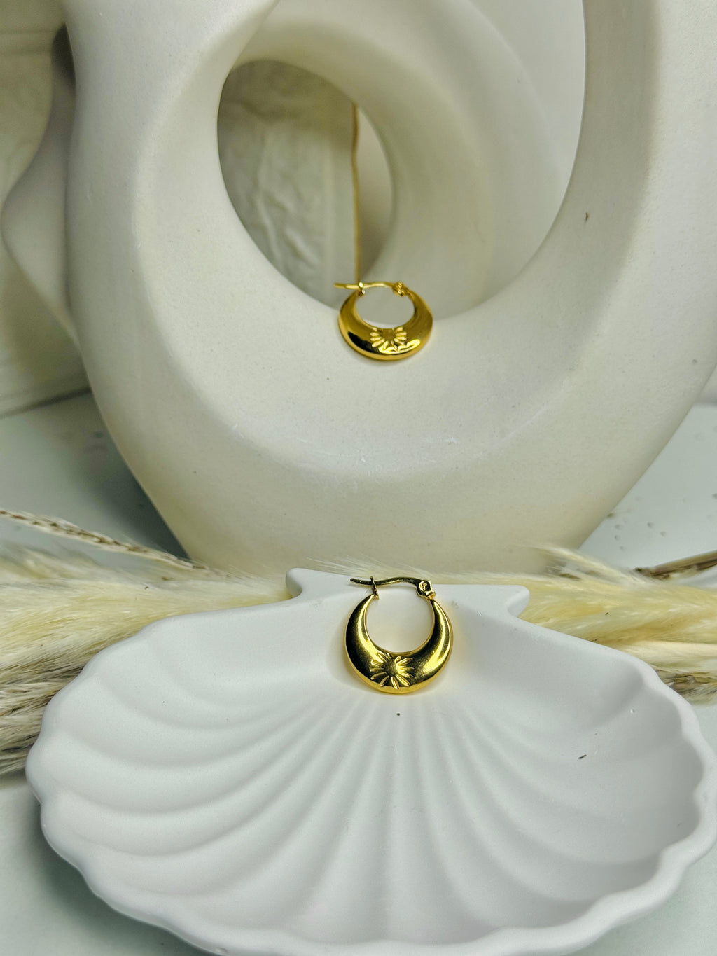 Celeste – Crescent Gold C- Shaped Hoop Earrings (Tarnish-Free)