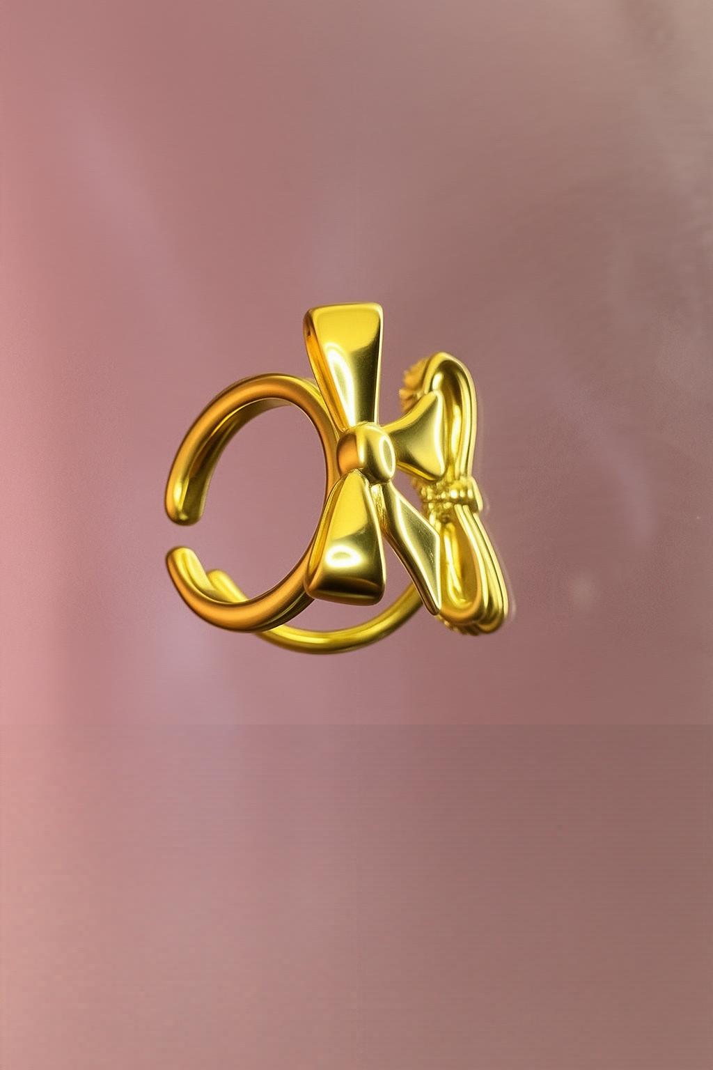 Vivienne – Vintage Bow Ring (Gold-Tone, Adjustable)