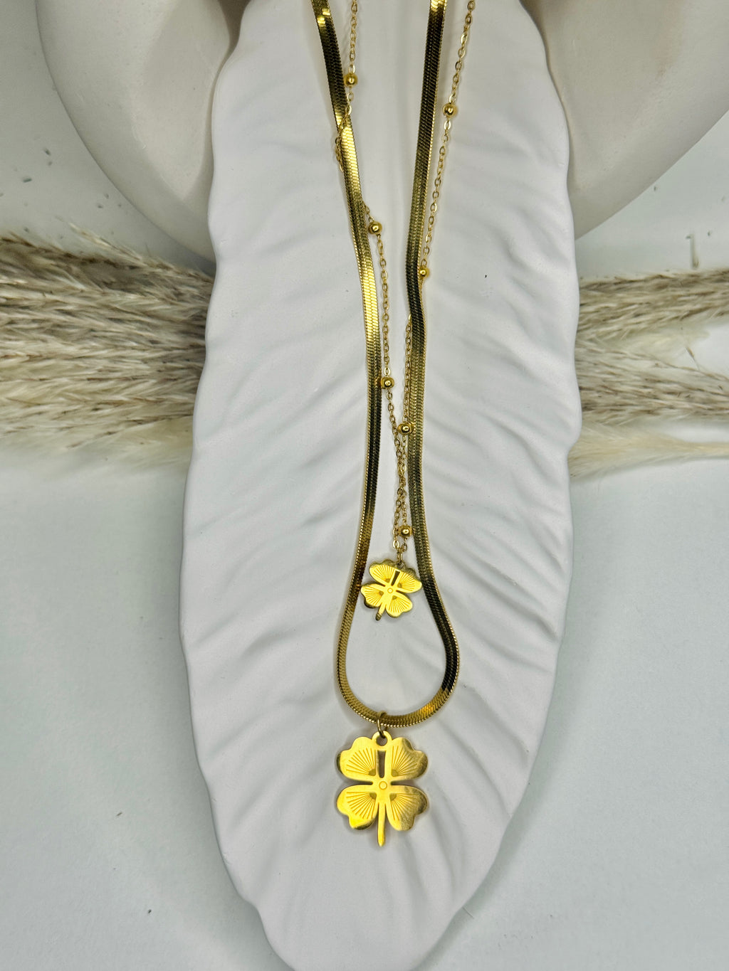 Yonca – Twin Clover Layered Necklace Set (Anti-Tarnish)