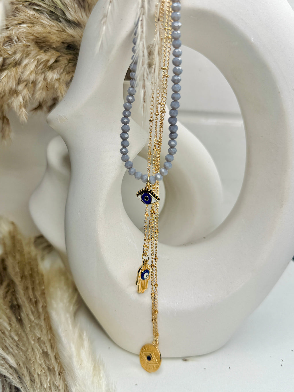 Ayla – Evil Eye Layered Chain Necklace (Tarnish-Free)