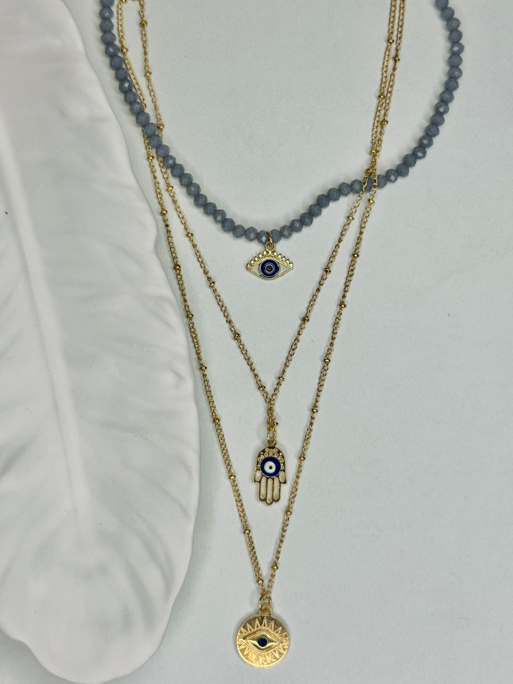 Ayla – Evil Eye Layered Chain Necklace (Tarnish-Free)