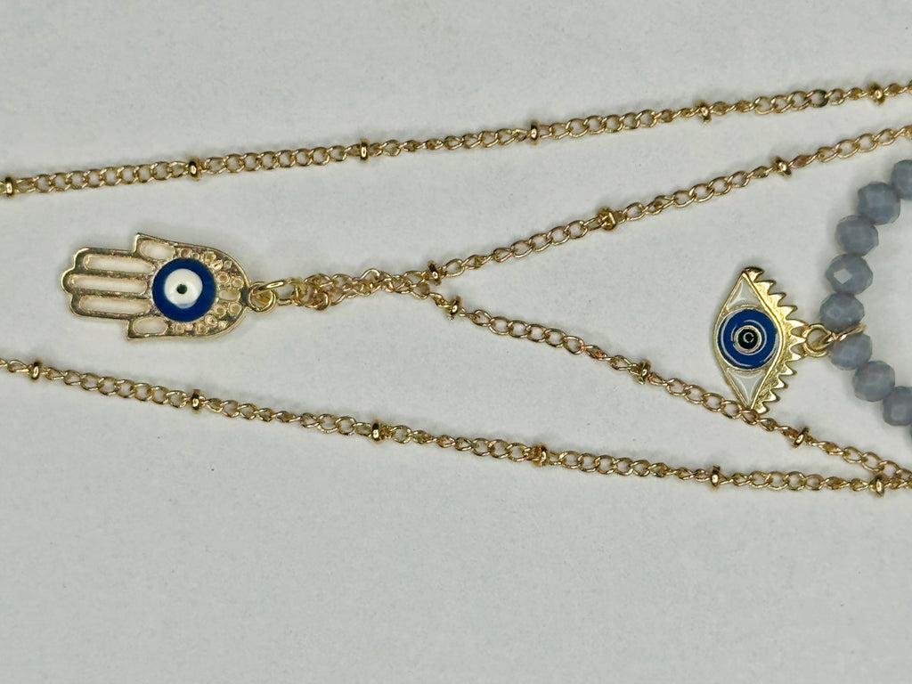 Ayla – Evil Eye Layered Chain Necklace (Tarnish-Free)