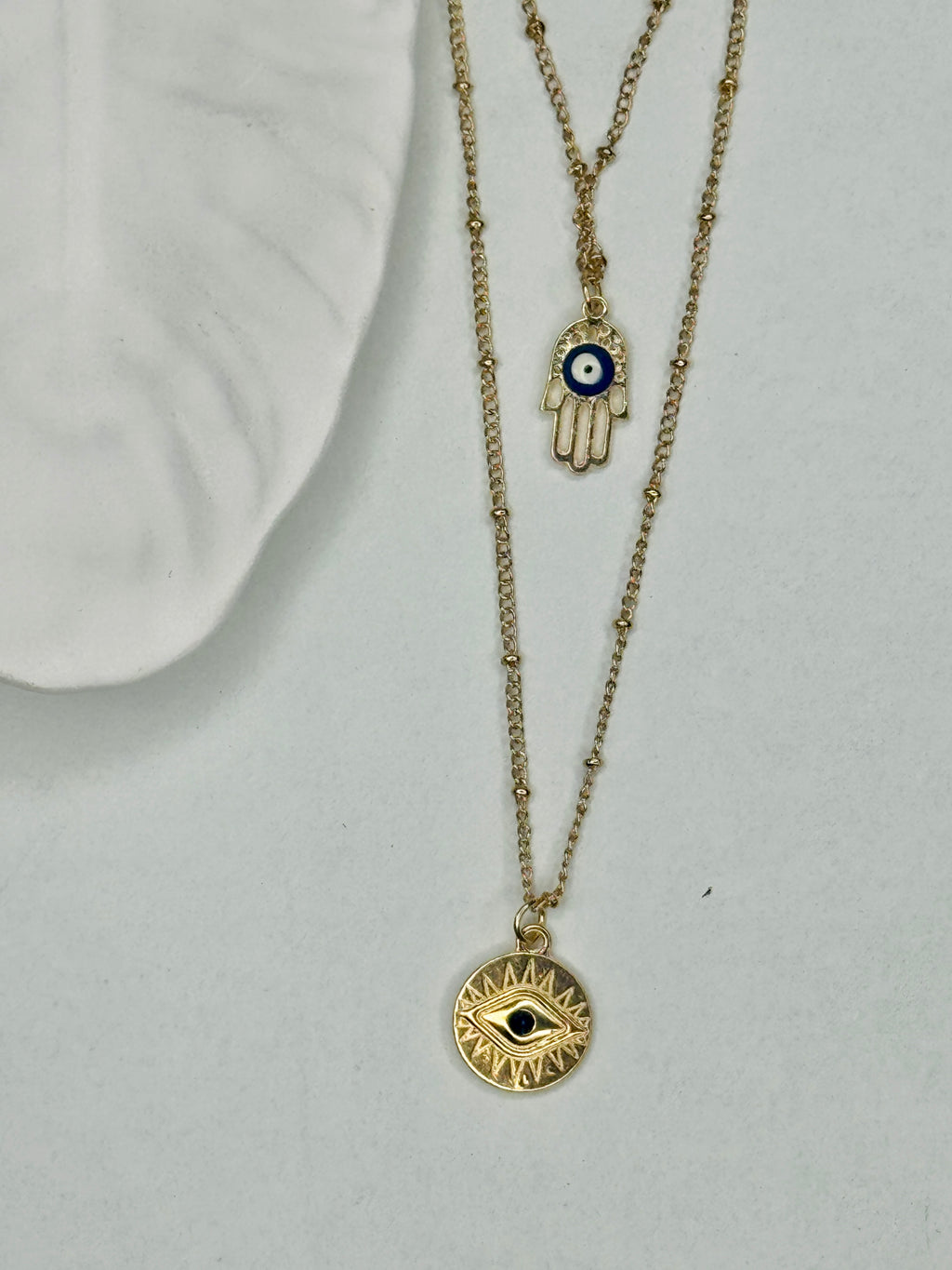 Ayla – Evil Eye Layered Chain Necklace (Tarnish-Free)