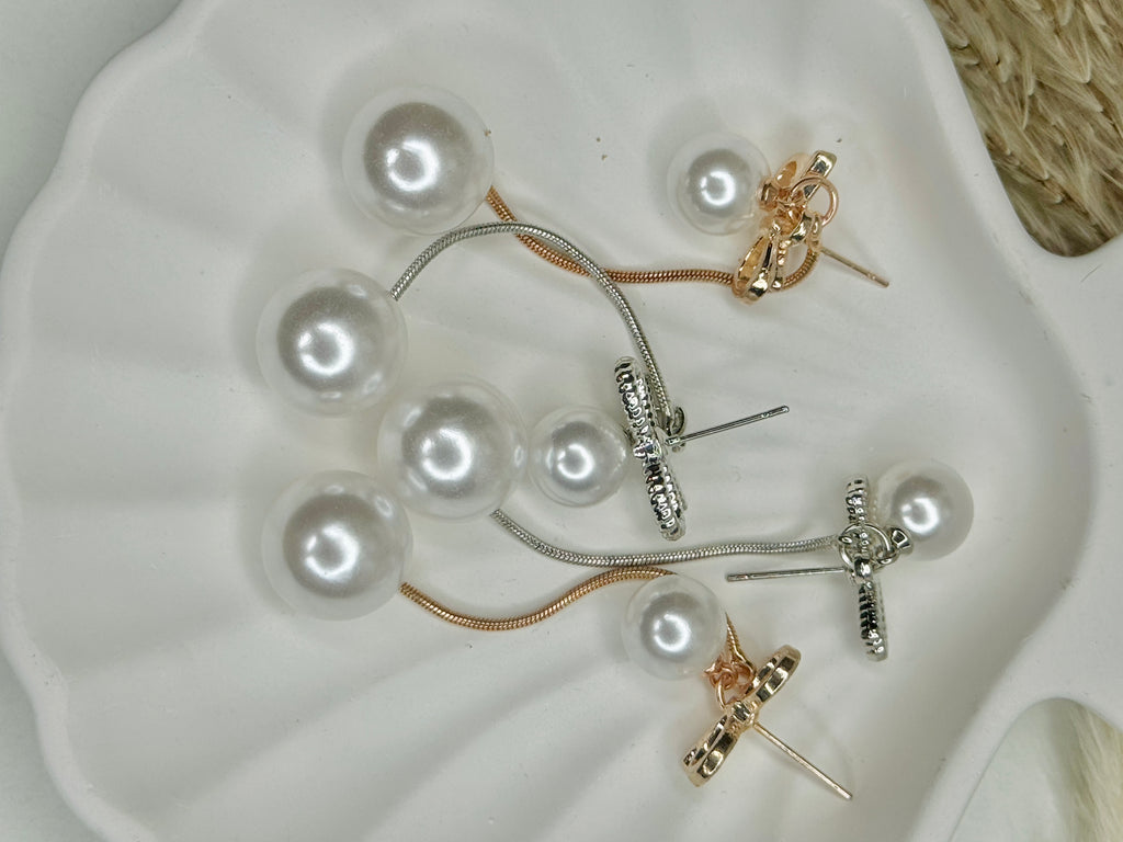 Belle – Bow & Pearl Drop Earrings (Anti-Tarnish)