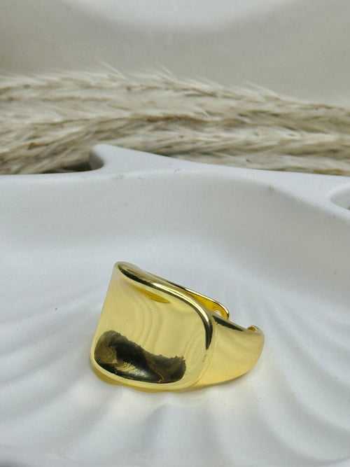 Alara – Sculpted Gold-Tone Ring (Adjustable & Hypoallergenic)