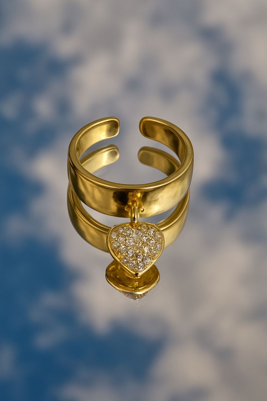 Lyra – Sparkle Heart Open Ring (Adjustable)